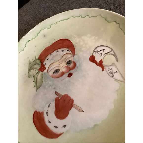 Vintage Handmade Santa’s Cookie Glass Plate - Picture 2 of 5
